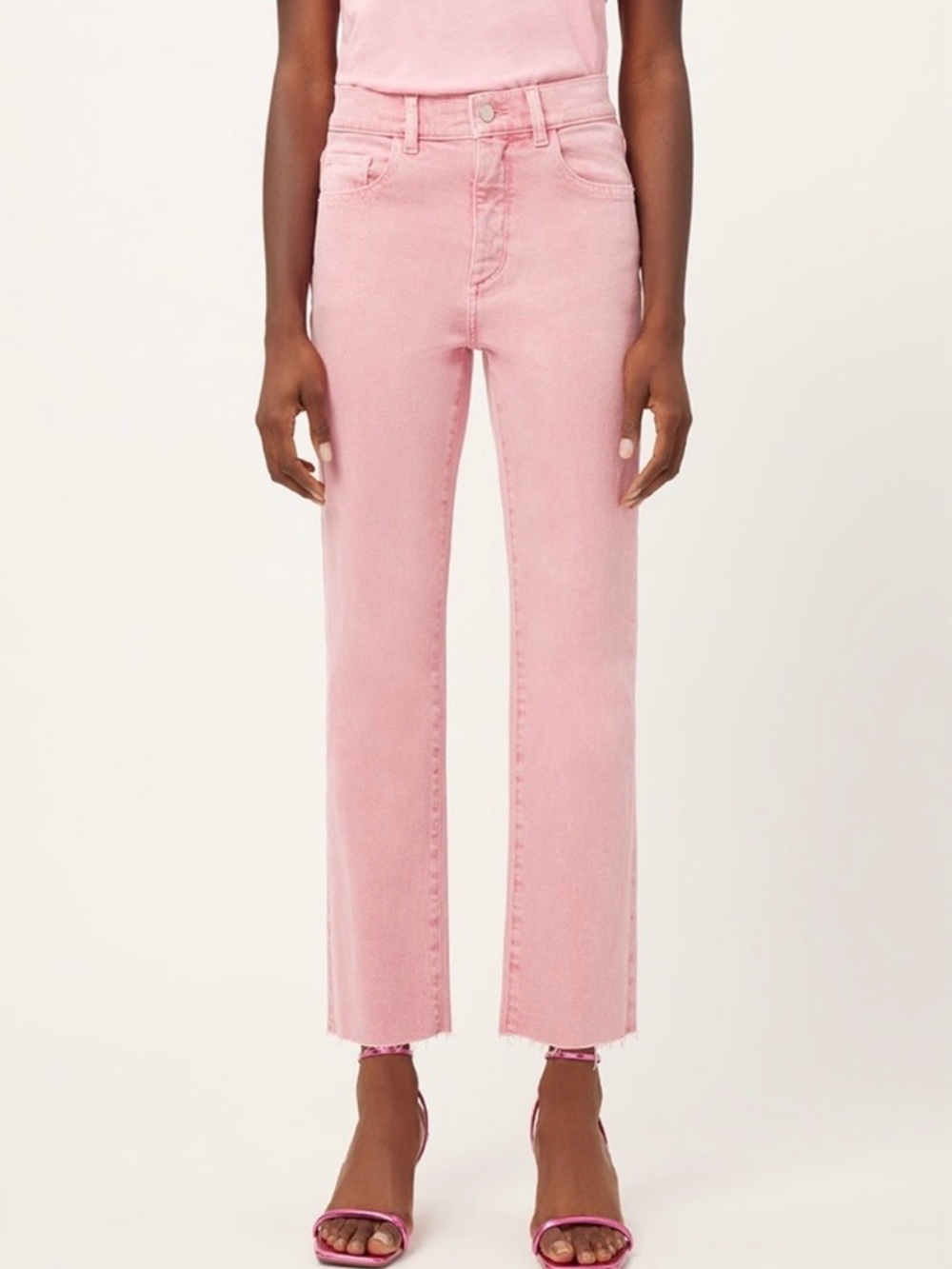 DL1961 Pattie Straight Ankle Jeans High Rise Flamingo Pink